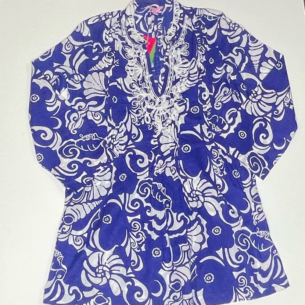 NWT Lilly Pulitzer Blue tunic top, Size Small